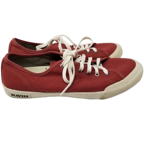 Seavees Monterey Sneakers Standard Red Ochre Lace Up Canvas Womens Size 10 Shoes - Picture 1 of 12